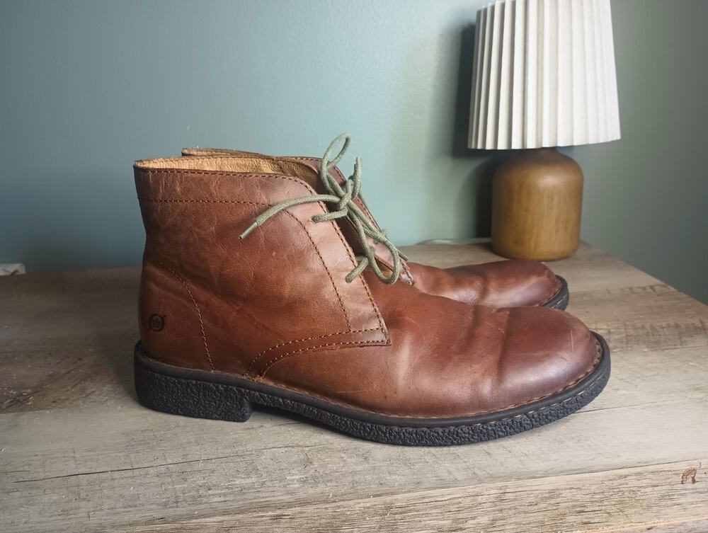 Born Harrison Leather Chukka Boots Mens 10 Oxford Lace Up Cognac Heritage